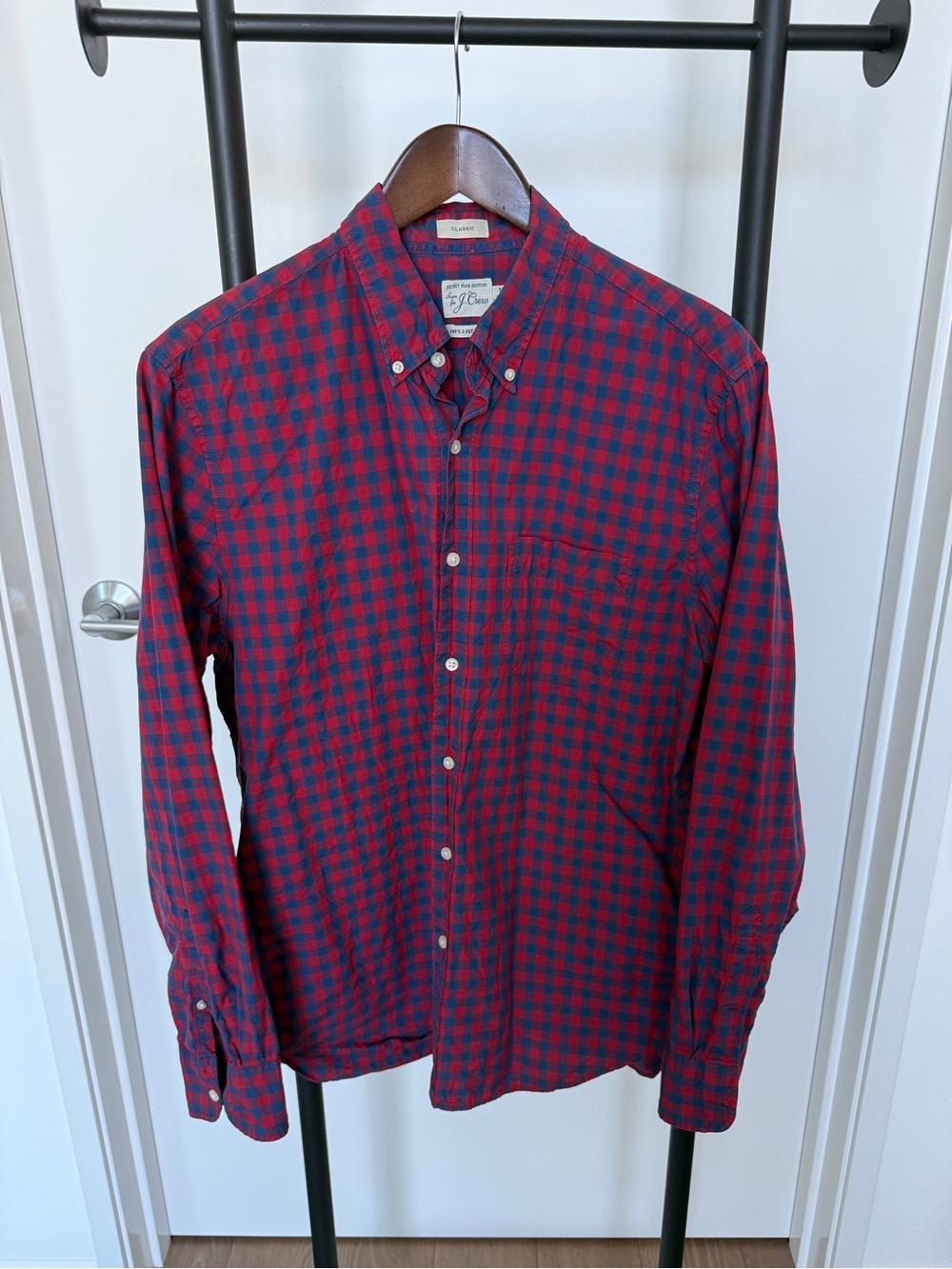 JCrew Secret Wash Button-Down Red & Blue Check Shirt - Medium